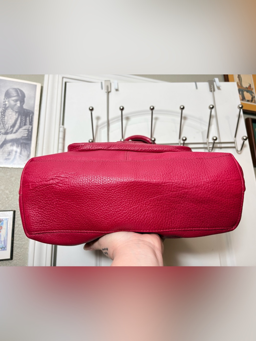 Coach Hampton Raspberry Pink Pebbled Leather Shoulder Bag - Picture 7 of 14